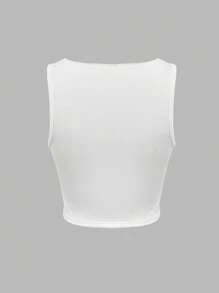 Damen tiefer V-Ausschnitt ärmelloser figurbetonter sexy Crop Top