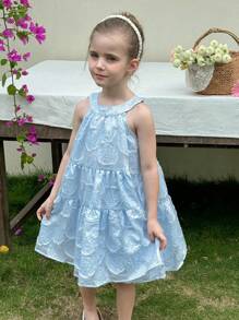 LMoss Kids 年轻女孩提花无袖修身休闲连衣裙