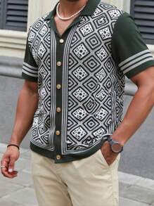 Manfinity Homme 男士休闲几何图案针织毛衣