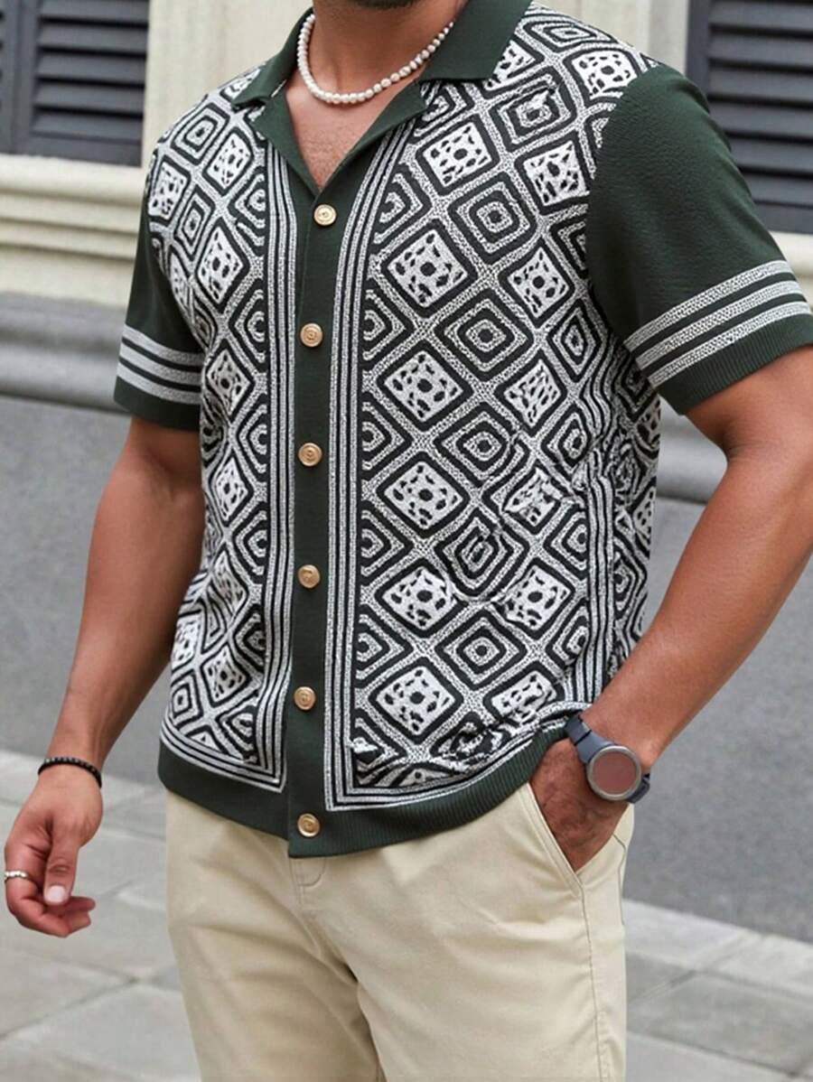 Manfinity Homme 男士休闲几何图案针织毛衣