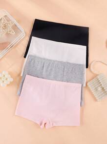 4 Packs Girls Bow Print Sweet Cute Comfortable Cotton Soft Seamless Bikini Panty, Multiple Colors: Pink, White, Grey, Black - Multicolor - View 2