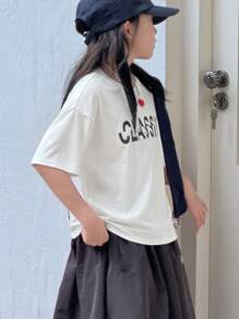 DAZY T-shirt casual pour jeune fille adolescente, automne, vêtements de rentrée scolaire - Blanc - Voir 3