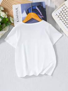 Sparklyn Áo thun tay ngắn in hình bướm giản dị cho bé gái tuổi teen, mùa hè - trắng - Xem 2