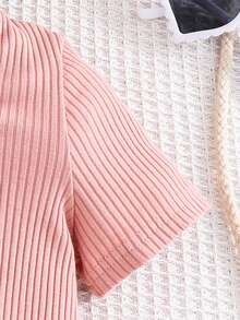 Emery Rose Kids Emery Rose Kids 女童拼布碎花圆领短袖休闲连衣裙 - 粉色 - 查看 7