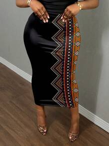 INAWLY Solva 大码女式图案紧身裙 - 彩色 - 查看 4