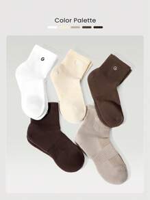 GLOWMODE 5 Pairs Socks Soft Ventilated Mesh With Embroidered Logo Workout Daily Casual - Multicolor - View 5