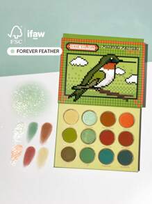 SHEGLAM Forever Feather Palette 12-Clolor Shimmer Matte Eyeshadow Palette Bold Color Red Green Blue Long Lasting No Smudge Highly Pigmented Soft Smooth Eyeshadow Eye Makeup Cosmetics Brand Beauty Makeup Face Paint Cosmetic For Women Girls Perfect For Winter Spring Ideal For Y2K Fancy Fashion Suitable For Birthday Gift Party Ready Best Color - Forever Feather - View 2