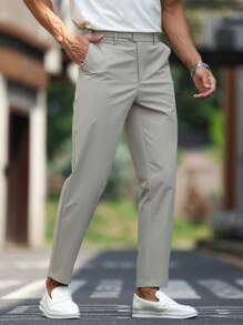 Manfinity Bizformal Pantalon droit décontracté de couleur unie avec poches