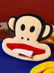 Paul Frank X SHEIN 1pc Cute Cartoon Monkey Pattern Tissue Box, Plush Material, Fun, Home Decor, Car Tissue Box - Multicolor - View 1