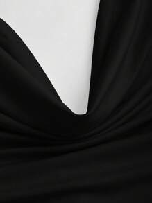 Sweetra 黄色深 V 领露背吊带短款上衣和低腰直筒阔腿裤套装，女士休闲性感家居/度假装，春夏 - 黑色 - 查看 3