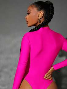 SHEIN SXY Mock Neck Cut Out Bodysuit Concert Long Summer Dress Prom Dress Sexy Dress Valentine Day Dress