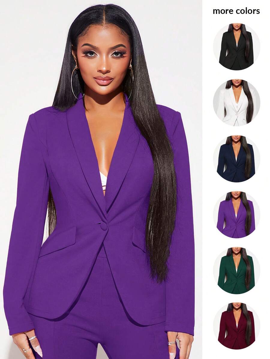 SHEIN SXY Women's Suit Jacket - Purple - View 1