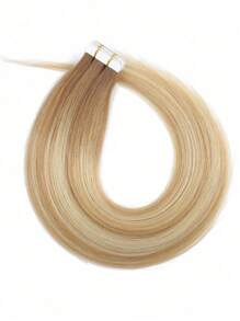 25Pcs Tape In Straight Colored Human Hair Extensions Real Extension For Women Daily Use Real Easy Wear Natural Looking Hair Extensions - S5/613/24 - View 2