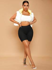 SHEIN SXY High Waist Solid Biker Shorts - Black - View 3