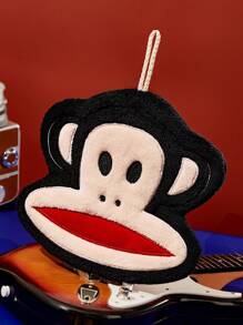 Paul Frank X SHEIN 1pc Cute Cartoon Monkey Patterned Towel, Absorbent, Dirt-Resistant, Fun Design, Essential For The Kitchen - Black - View 2