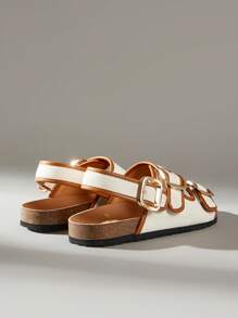 Solecia Sandalias planas casuales de mujer en beige