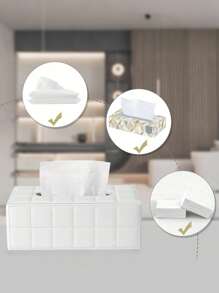 Copritissue in pelle PU nera con disegno geometrico bianco rettangolare per l'estrazione di grandi fazzoletti