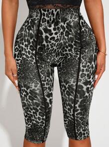 SHEIN SXY Plus Size Women Spring & Summer Elegant Sexy Leopard Print See-Through 3/4 Leggings, Suitable For Everyday Wear, Western Wear, Cruise Attire, Music Festival, Concert, Carnival Party, Beach Vacation, Date Night, Birthday, Bachelorette Party, Gyaru, Ibiza, Nashville, Rave, Modest, Chic, Club, Cute, Casual, Shopping, Streetwear, Going Out Cheetah Print Animal Print