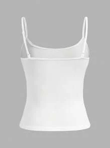 SHEIN EZwear Blusa sin mangas corta con diseño bordado en forma de corazón, sexy y ajustada, adecuada para el verano, viajes a la playa y festivales de música - Multicolor - Ver 7