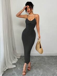 Rafferiza New Slim-Fit Sexy Openwork Strap Fashionable Unique Knit Dress, Suitable For Vacation And Beach, Spring/Summer