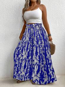 SHEIN LUNE Plus Size Loose Fashionable Pants, Suitable For Summer - Royal Blue - View 5