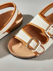 Solecia Sandalias planas casuales de mujer en beige