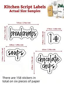 SHEIN Sheets Of Six Kitchen Labels - Waterproof Pantry Stickers For Spice Jars, Containers And Storage Organization, Home Edit Style