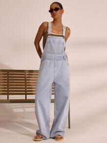 MUSERA 宽松直筒牛仔连体裤 春夏度假 波西米亚风 伊比沙岛 优雅 可爱 家居 西部风 音乐会 街头风 返校 冬季 纳什维尔 工作 办公室 冬季 - 藍色 - 查看 1