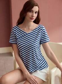 MOTF PREMIUM STRIPED PRINT SHORT SLEEVE T-SHIRT