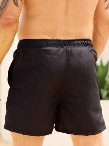 Manfinity KASUA Pantalones cortos de playa con cordón en la cintura, con estampado de araña y letras, aptos para el verano - Multicolor - Ver 2