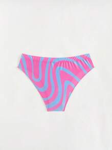 Manfinity Swimmode Men's Striped Elastic Waist Swim Trunks - Pink - View 2