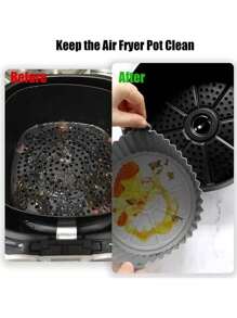 1/2/3 包可重复使用黑色空气炸锅硅胶锅，有机硅胶空气炸锅内胆，空气炸锅配件，厨房一次性烘焙垫替代品。加厚圆形烤盘，适合健康烹饪，适用于 4-7 夸脱空气炸锅，适用于烤箱和微波炉，不粘且易于清洁