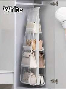 SHEIN 1 pièce 6/8 poches Organiseur de sac à main et sac suspendu. Étagère transparente suspendue pour le rangement et le stockage des sacs à main. Organisateur de placard pour économiser de l'espace dans la chambre.