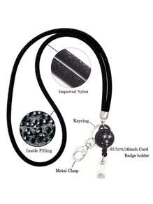 1 Piece, Exquisite Rhinestone Mesh Hanging Rope, Suitable For ID Card Holders, With Retractable Buckle And Badge Clip, Can Be Hung Back To School, Making You More Secure And At Ease
