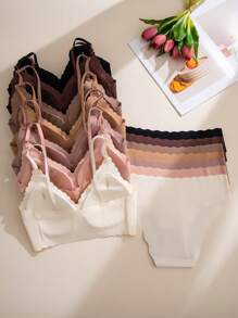 Snug Zone 14 pièces Ensemble de lingerie sans couture confortable avec ourlet ondulé
