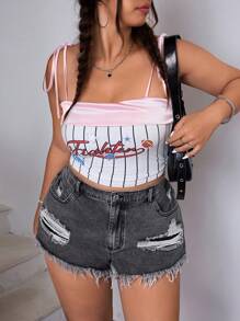 SHEIN ICON Fashionable Casual Washed Shorts For Summer - Grey - View 6