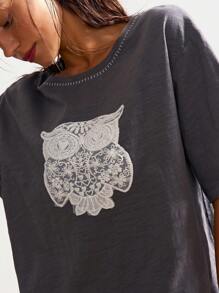 Bohemela BOHO Women's Loose Solid Color Crew Neck Short Sleeve T-Shirt - Grey - View 5