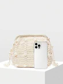 MOTF PREMIUM 仿珍珠钩针斜挎包 - 白色 - 查看 4