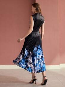 MOTF PREMIUM VESTIDO SIN MANGAS CON PLIEGUES EN CONTRASTE - Negro - Ver 3
