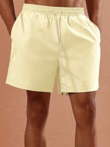 SUMWON 海滩度假泳裤夏季泳池度假服运动水上运动常规版型拉绳百慕大泳裤休闲装 - 黃色 - 查看 7
