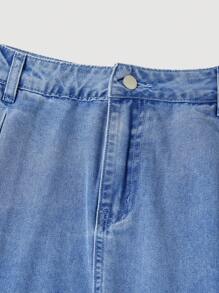 SHEIN MOD Women's Casual Loose Long Blue Denim Skirt