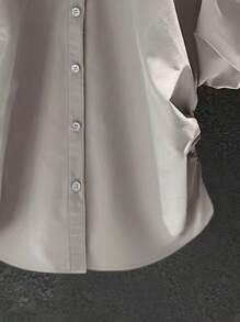 SHEIN Clasi Blusa casual da donna con maniche a palloncino, tinta unita, estiva