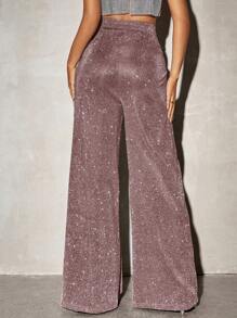 SHEIN SXY 女式休闲针织卢勒克斯面料高腰阔腿裤