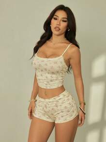 SHEIN PETITE 女士日常两件套服装 - 黃色 - 查看 3
