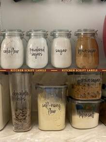 SHEIN Sheets Of Six Kitchen Labels - Waterproof Pantry Stickers For Spice Jars, Containers And Storage Organization, Home Edit Style