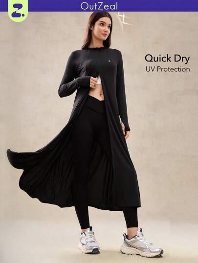 OutZeal Solskyddande UPF50+ Snabbtorkande Slim Lång Solskyddsjacka Dam Med Munskydd Vardag Vardag Casual