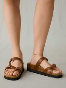 Solecia Vintage Thick Sole Slip-On Slides Sandals For Women, Platform Casual Mules Clogs - Brown - View 8