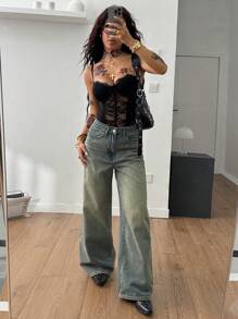 Coolane Conjunto de verano estilo festival para mujer, traje ajustado de encaje negro sexy estilo Y2K para festivales de música