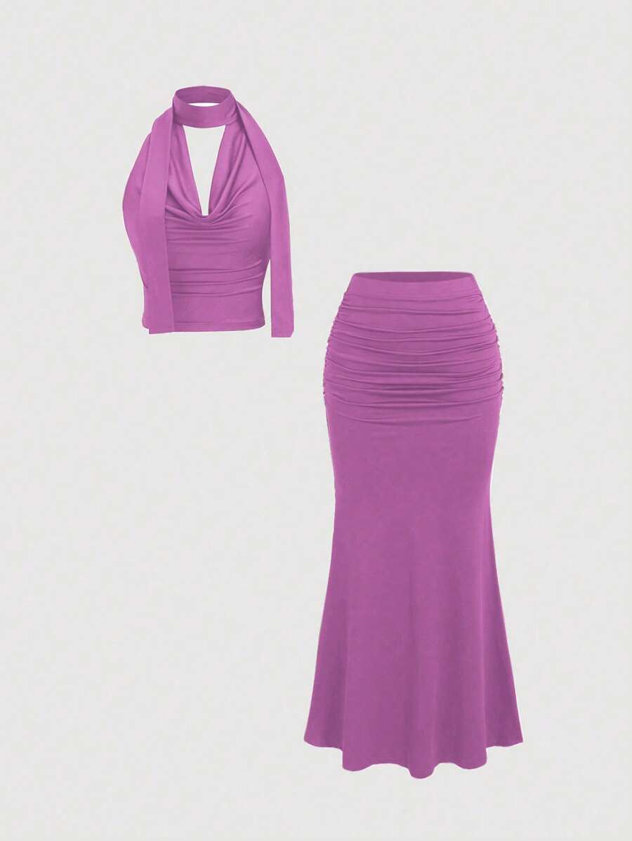 SHEIN Unity Women Two Pieces Outfits For Daily Wear - Purple - View 1