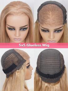 5x5 Glueless Transparent Lace Closure Wig Straight 13X4 Honey Blonde Big Size Lace Frontal Wigs 22-28 Inch 180% Pre Plucked Hairline Beginner Friendly Colored Human Hair For Women - S27 - View 9
